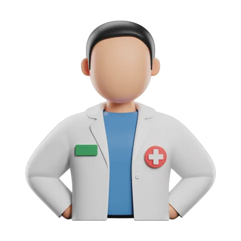 Professional medical doctor avatar with red cross emblem for healthcare presentations and digital content PNG