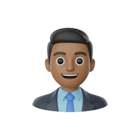 Professional smiling businessman avatar character for presentations and corporate graphics PNG