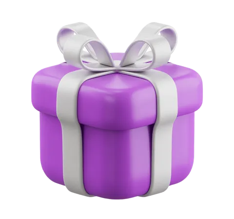 Purple gift box with white ribbon for birthday celebration presentation design PNG