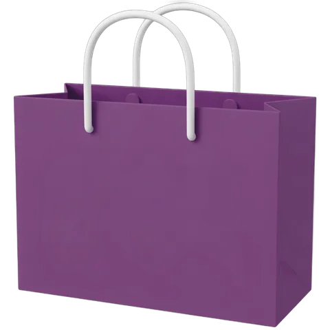 Purple shopping bag with handles isolated clipart for ecommerce and marketing designs PNG