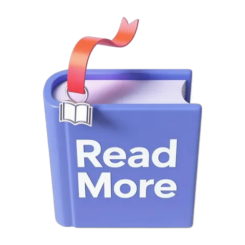 Read more book icon with red ribbon isolated clipart for blog website and digital content PNG