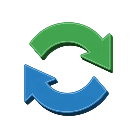 Recycling symbol with green and blue arrows for eco friendly business presentations and websites PNG