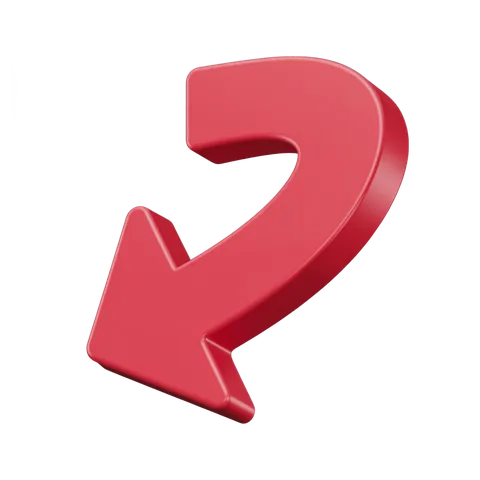 Red 3d arrow graphic element pointing left for presentations web design and marketing materials PNG