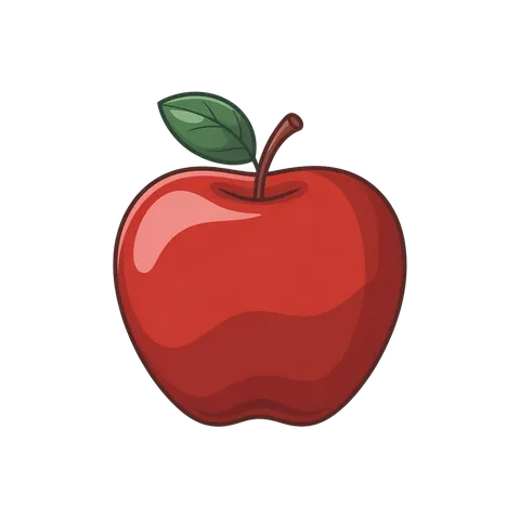 Red apple illustration isolated on transparent background for digital marketing and educational materials PNG