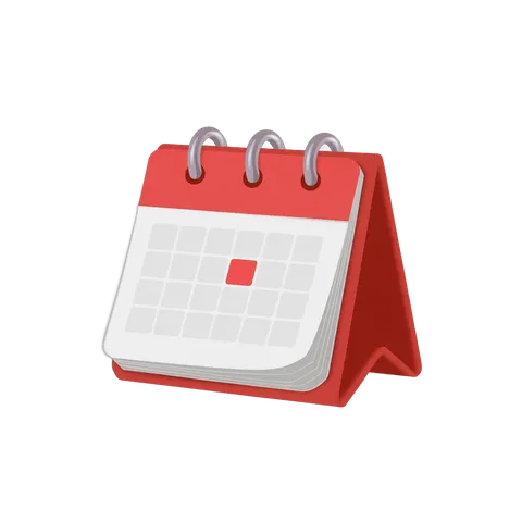 Red standing calendar clipart with marked date for planning events and reminders PNG