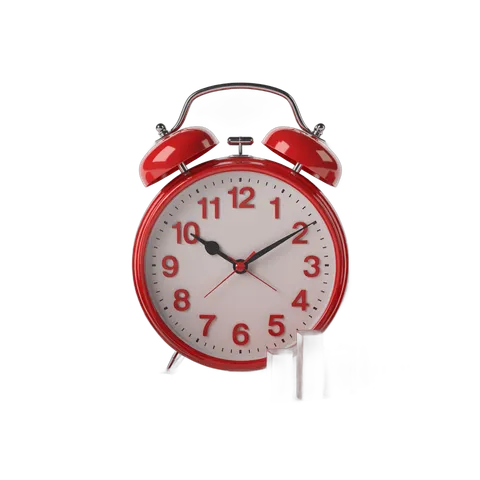 Red vintage alarm clock isolated transparent background clipart for time management graphics PNG