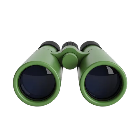 Sleek green binoculars clipart for outdoor adventure and nature exploration graphics PNG