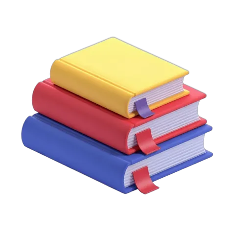 Stack of colorful books with ribbons isolated on transparent background for educational marketing PNG