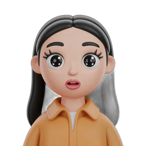 Surprised cartoon woman with gray hair in yellow jacket isolated clipart graphic element PNG
