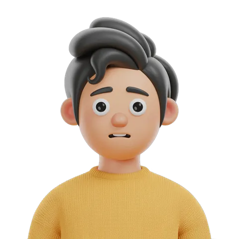 Surprised young man with curly hair in yellow sweater isolated character clipart PNG