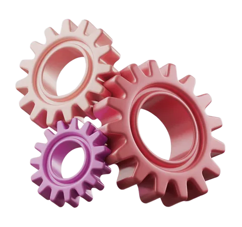 Three interlocking gears clipart for business teamwork and synergy illustration PNG