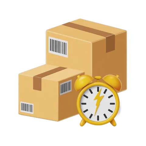 Urgent delivery shipping package alarm clock icon for online store ecommerce website PNG