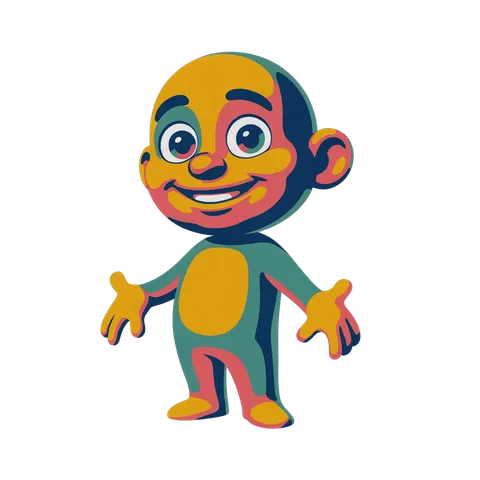 Vibrant cheerful cartoon monkey character with arms outstretched for children illustrations and animations PNG