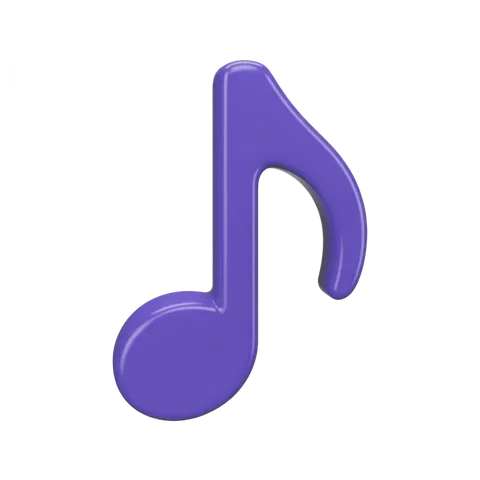 Vibrant purple music note icon for presentations and branding materials PNG