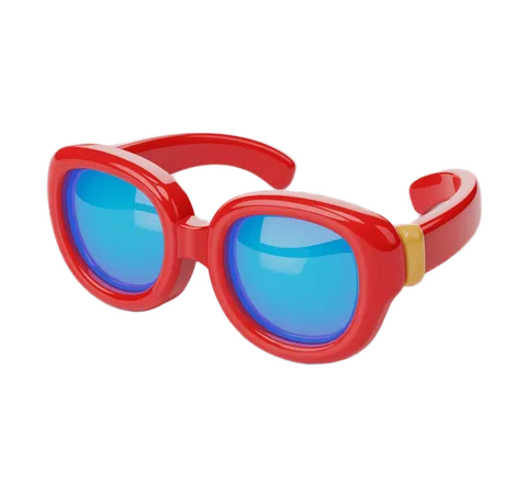 Vibrant red retro sunglasses with blue lenses isolated clipart for creative designs and branding PNG