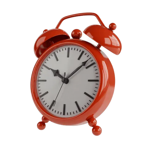 Vintage red alarm clock illustration for time management and productivity designs PNG