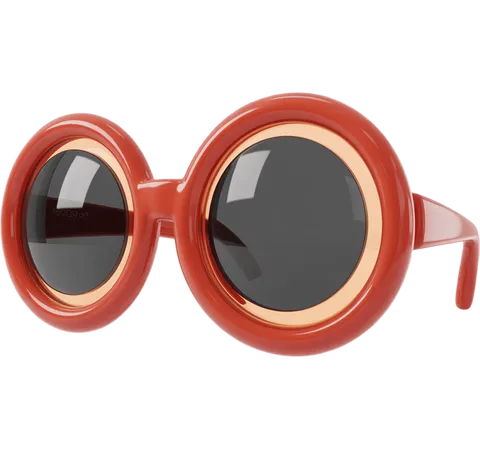 Vintage round red sunglasses clipart isolated transparent background graphic element PNG